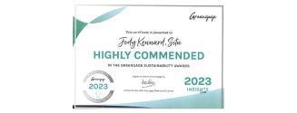 Greengage Sustainability Awards 2023 certificate